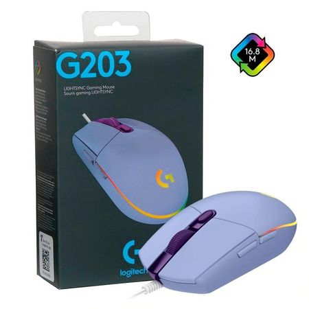 Mouse Gaming G203 RGB Lila