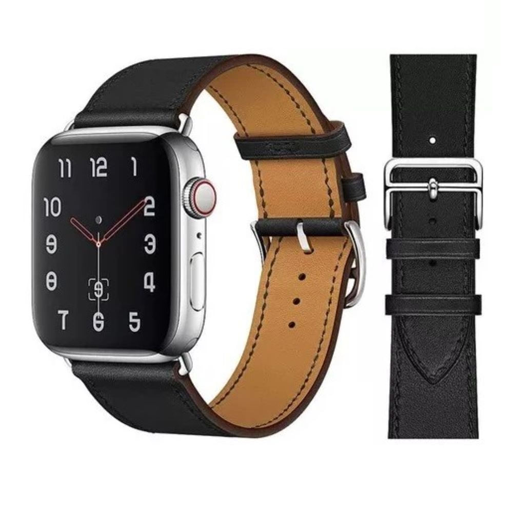 Correa de cuero para Applewatch 38 40 41mm Negro
