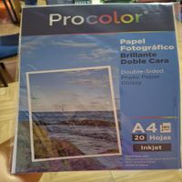 Papel fotografico brillo de 160gr doble cara - PROCOLOR - Kit de 100 hojas