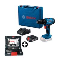 COMBO Bosch: Taladro Percutor Inalámbrico GSB 183-LI + Batería + Cargador + Maletín + Set V-LINE: 41 Piezas brocas + Puntas