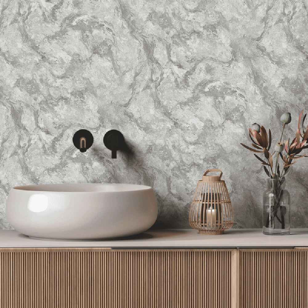 Papel Decorativo Marmol Plata 0.53x10m