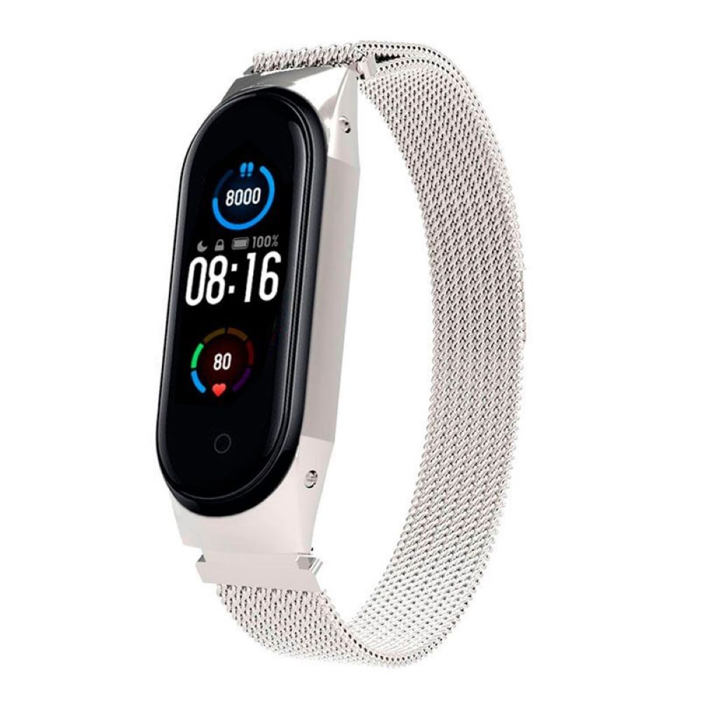 Correa Milanese Imantada para Xiaomi Band 5 6 Plateado