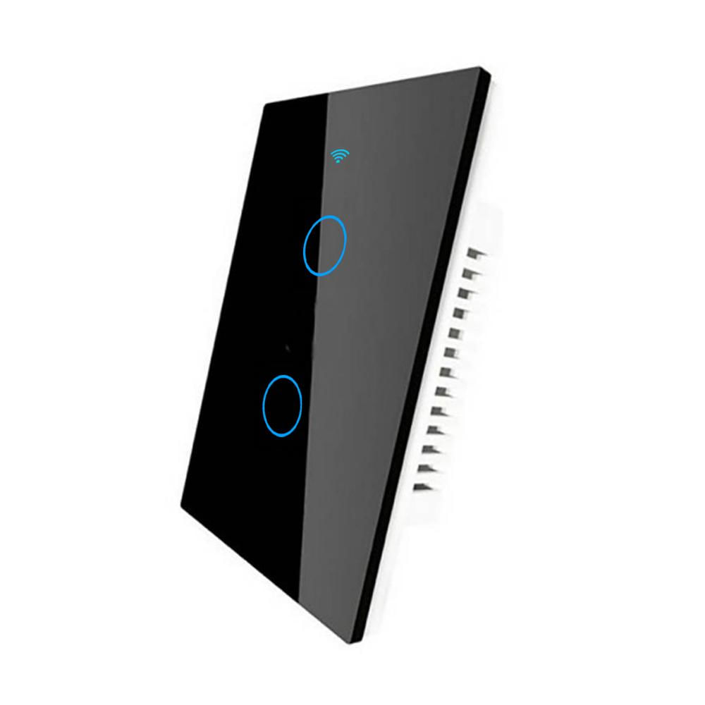 Interruptor de Pared WiFi 2 Tomas - Sin Neutro - Incluye Capacitor - Alexa y Google