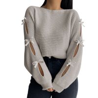 Chompa Mujer 359G-23 Hilo Tacto Con Cintas Color Hueso