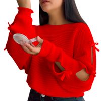 Chompa Mujer 359G-23 Hilo Tacto Con Cintas Color Rojo
