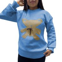 Chompa Mujer Osito 359G-25 Hilo Tacto Color Celeste