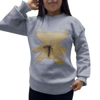 Chompa Mujer Osito 359G-25 Hilo Tacto Color Gris