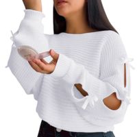 Chompa Mujer 359G-23 Hilo Tacto Con Cintas Color Blanco