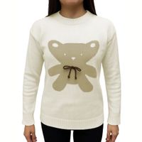 Chompa Mujer Osito 359G-25 Hilo Tacto Color Perla