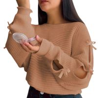 Chompa Mujer 359G-23 Hilo Tacto Con Cintas Color Beige