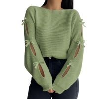 Chompa Mujer 359G-23 Hilo Tacto Con Cintas Color Verde Olivo