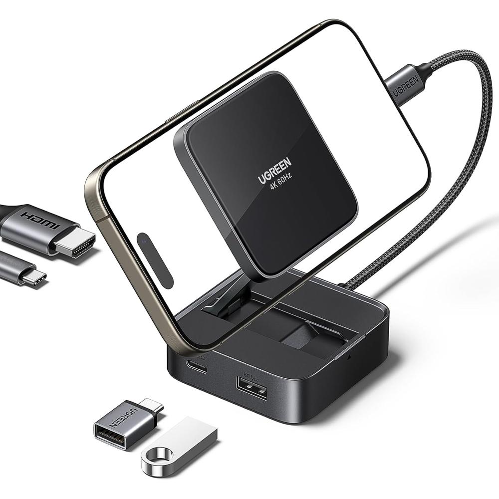 Hub Ugreen Magnetico 4 en 1 Para Celular USB-C/USB-A/HDMI 4k60Hz 100W PD 35590 Negro