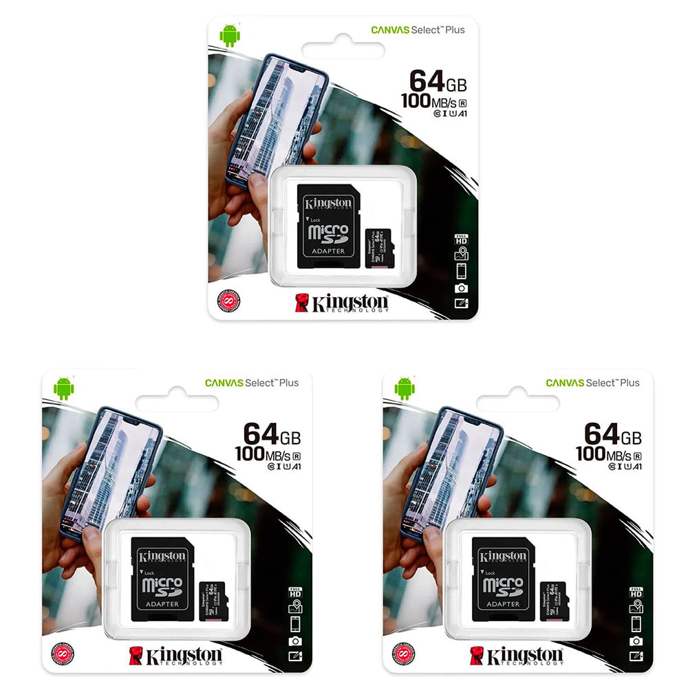 MEMORIA MICROSD KINGSTON 64GB KIT DE 3 UNIDADES