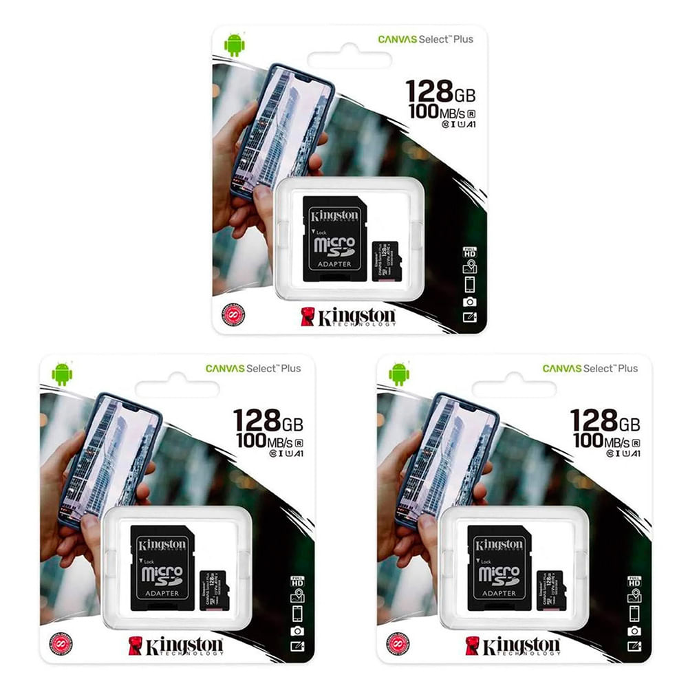 MEMORIA MICROSD KINGSTON 128GB KIT DE 3 UNIDADES