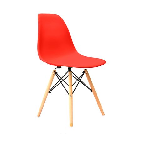 Silla de Diseño Decorativo Eames Polipropileno/Madera Rojo Bonno