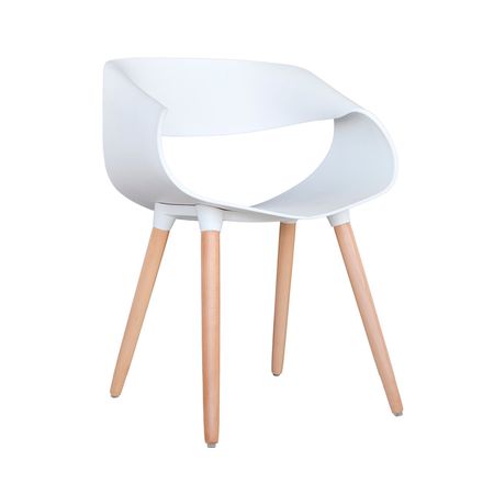 Silla de Diseño Decorativo Luna Polipropileno/Madera Blanco Bonno