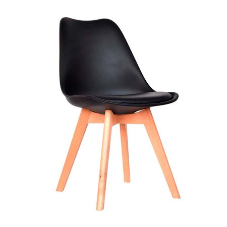 Silla de Diseño Decorativo Ema Polipropileno/Madera Tapiz Negro Bonno
