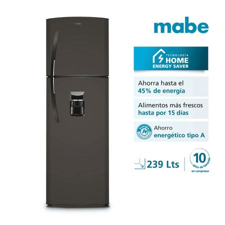 Refrigeradora Mabe RMA255FYPG Top Mount No Frost 239L Grafito