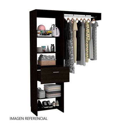 Ropero Melamina Negro Amaderado Tuhome Modelo Manchester 150