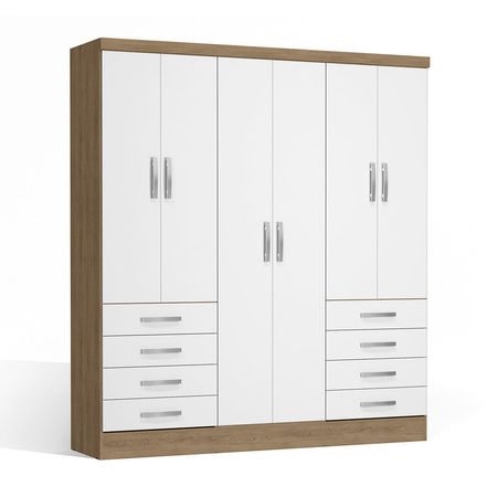 Ropero Ema 6 Puertas 8 Cajones MDP Maple/Blanco Kappesberg