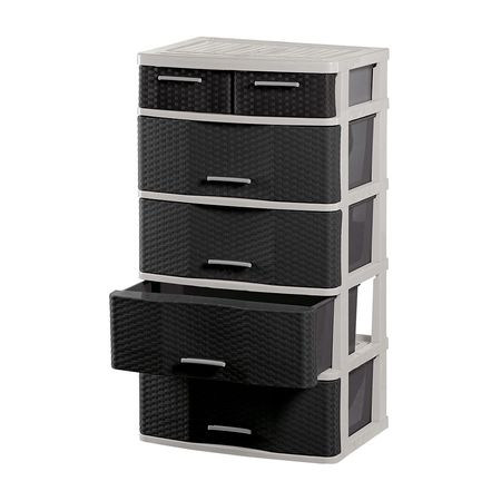 Cómoda Organizadora Polinplast Comodina #5 Mimbre Ratán Beige Marrón