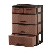 Cómoda Comodina Mimbre Ratán #4 Marrón Cerezo Polinplast