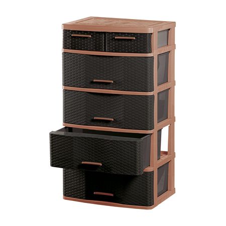 Cómoda Organizadora Polinplast Comodina #5 Marrón de Ratán Cerezo