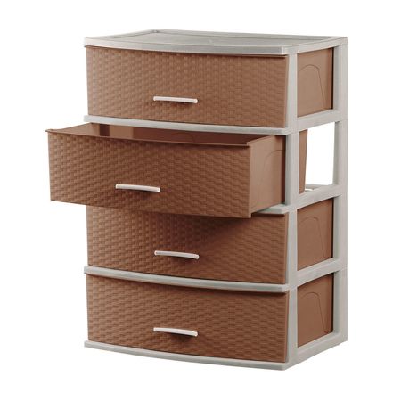 Cómoda Happy Mimbre Ratán #4 Beige Cerezo Polinplast