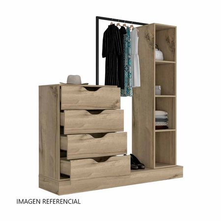 Ropero Melamina Dreams D160/f Tuhome Beige 4 Cajones 3 Repisas