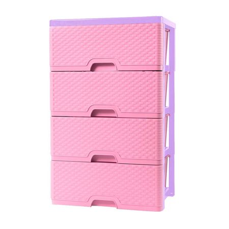 Cómoda Organizadora Duraplast Ratán Rosado/Lila con 4 Cajones