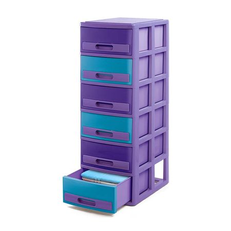 Cómoda Organizadora Plástica Lila Turquesa Polinplast Modelo #6