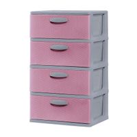 Cómoda Organizadora Polinplast Mimbre Ratán #4 Gris Rosado