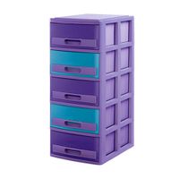 Cómoda Organizadora Plástica Polinplast Modelo #5 Lila Turquesa