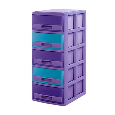 Cómoda Organizadora Plástica Polinplast Modelo #5 Lila Turquesa