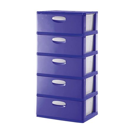 Cómoda Organizadora Polinplast Modelo #5 Blanco Azul