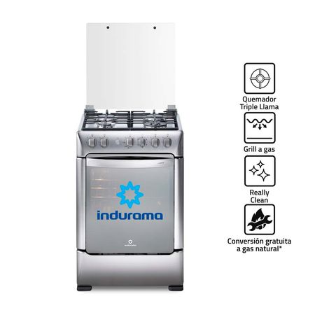 Cocina de Pie a Gas Indurama Florencia Zafiro 4 Hornillas Grill