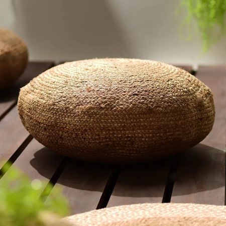 Puff Trenzado de Yute Orange Modelo Trenzado Beige 60x25cm