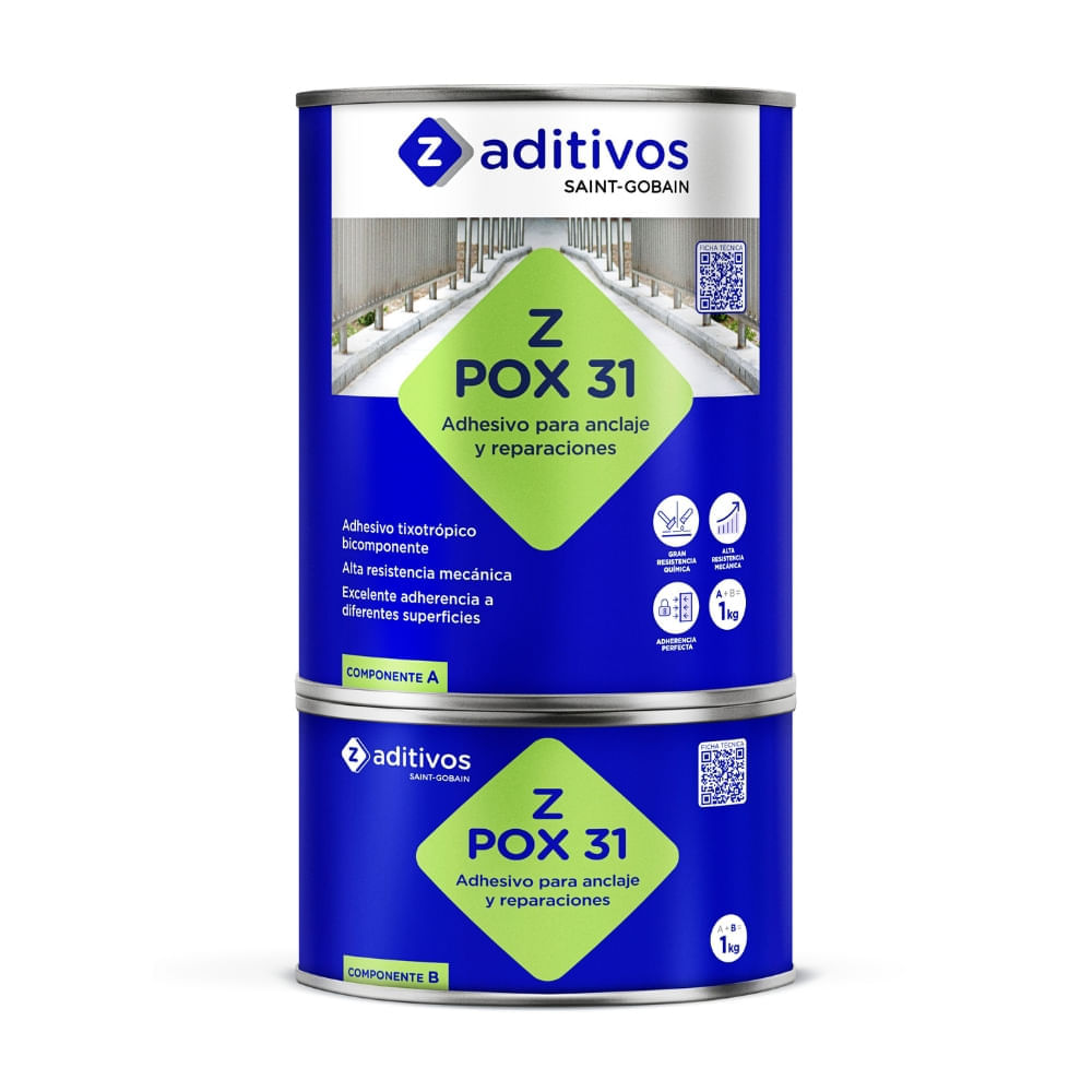 Adhesivo epóxico para anclajes y reparación Zpox 31 A+B 1kg Zeta