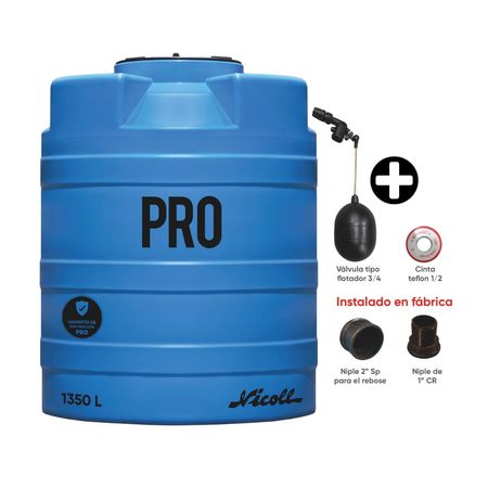 Cisterna de agua Pro 1350 litros Azul + Kit de accesorios