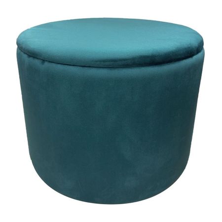 Puff Decorativo Redondo con mesa Tela/MDF Azul Orange