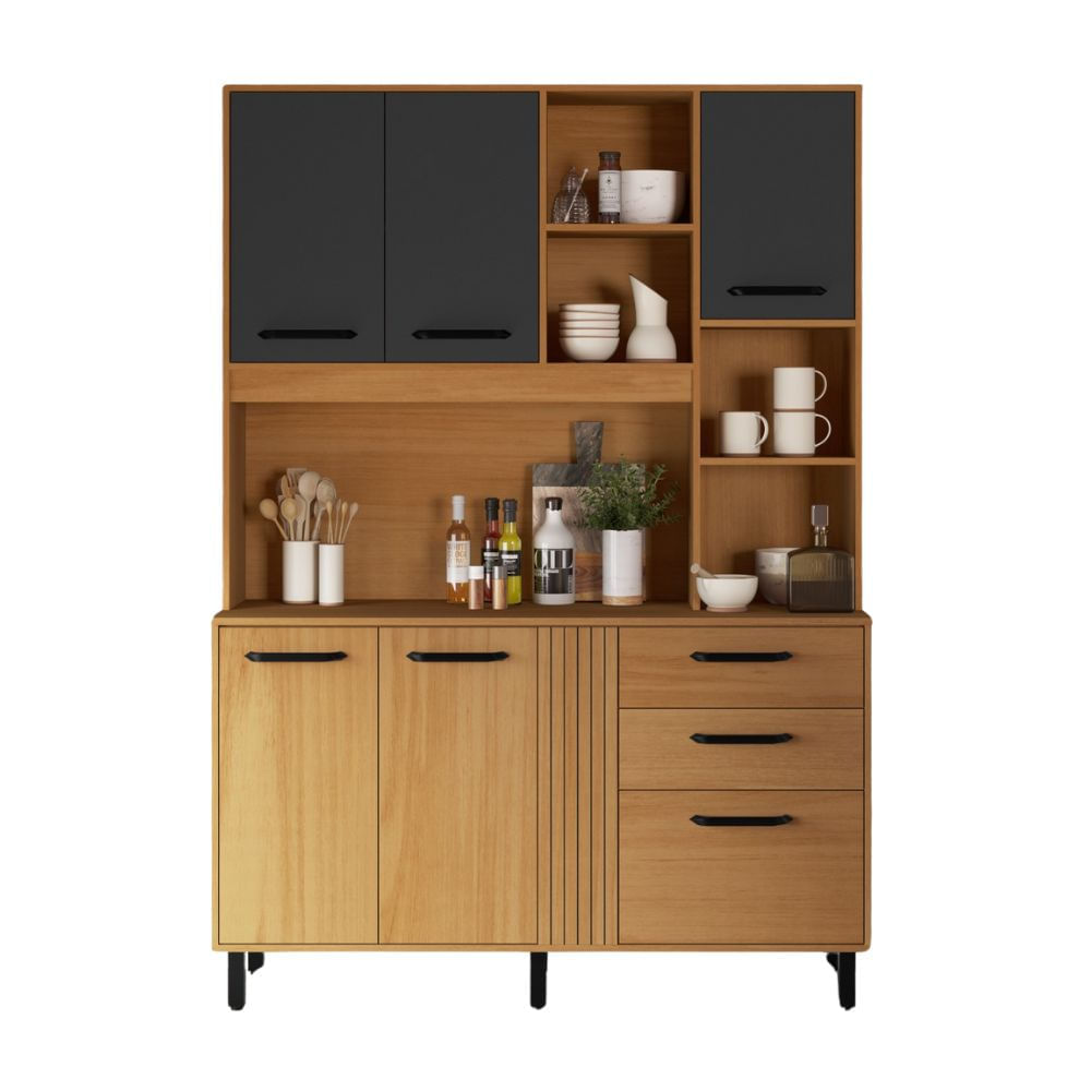 Mueble Alacena de Cocina Luna 140cm MDP Nature/Grafito Casa Mia