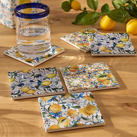 Posavasos de Dolomita Casa del Mediterráneo Orange Azul