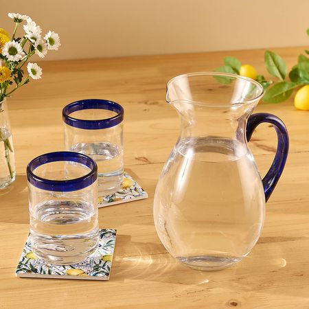 Jarra de Vidrio Decorativa Orange Casa del Mediterráneo Azul 17x17x21.5cm