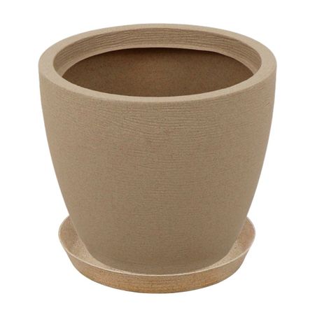 Maceta Asteca Granito Arena 28.5x24cm con plato Tramontina