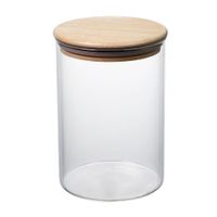 Canister Redondo Vidrio Tapa Bambu 700ml Orange