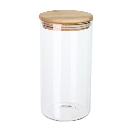 Canister de Vidrio Redondo con Tapa Bambu 1100ml Orange