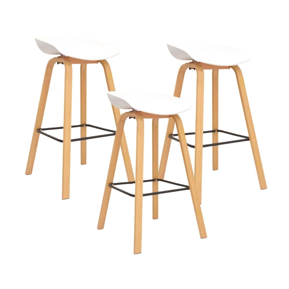 Banco Fijo para Bar Misuri Polipropileno Blanco Bonno - 3 unidades