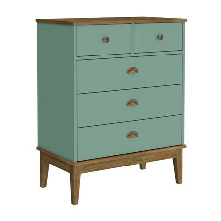 Cómoda Colonial 5 Cajónes MDP Moka/oliva 45x60x38cm