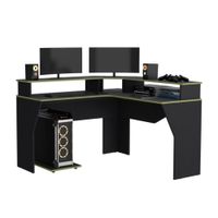 Escritorio Gamer GUMA Melamina en L Wengue/Verde