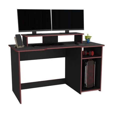 Escritorio Gamer con 2 monitores Huni Wengue/Rojo